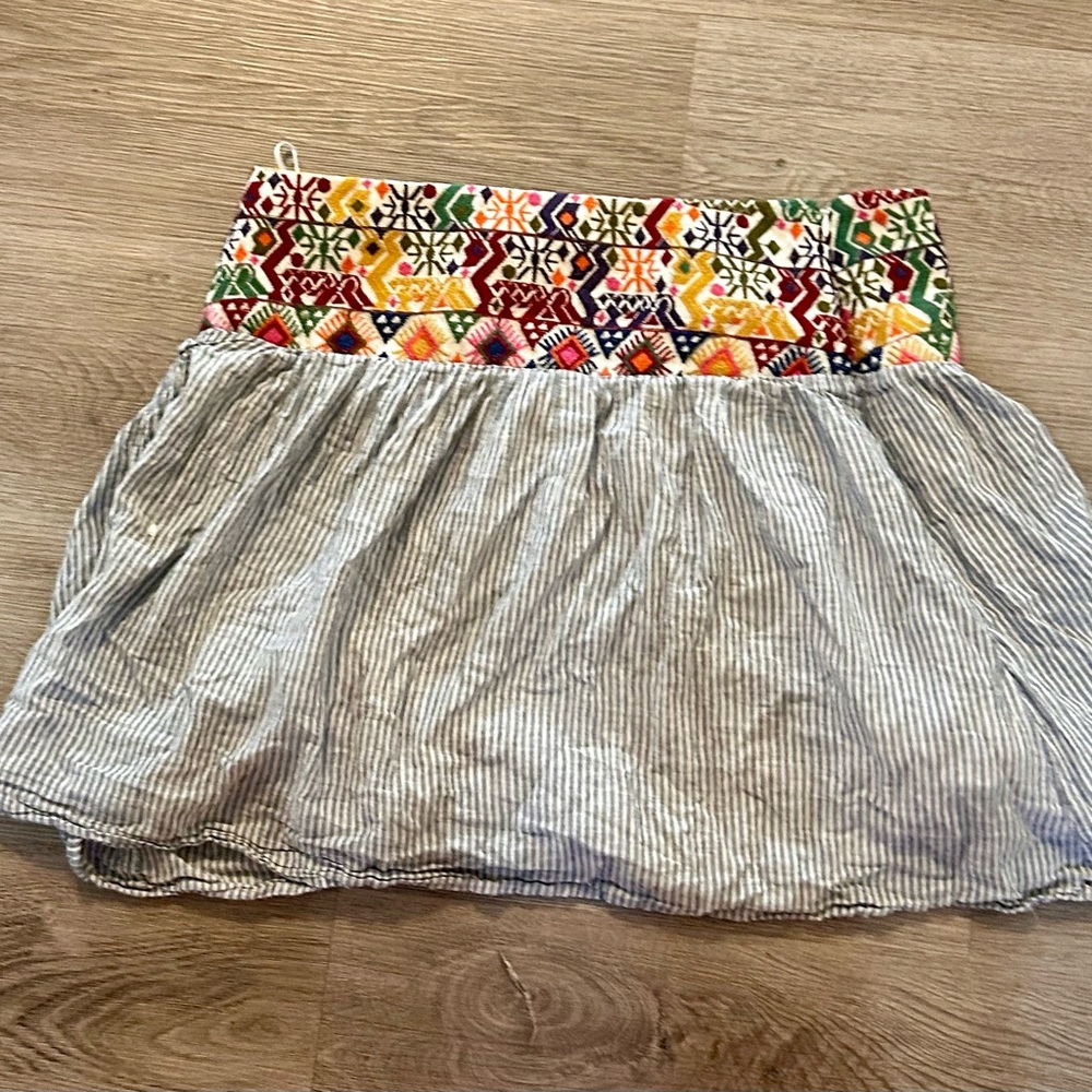 Signature Studio Orange Yellow Smocked Mini Skirt